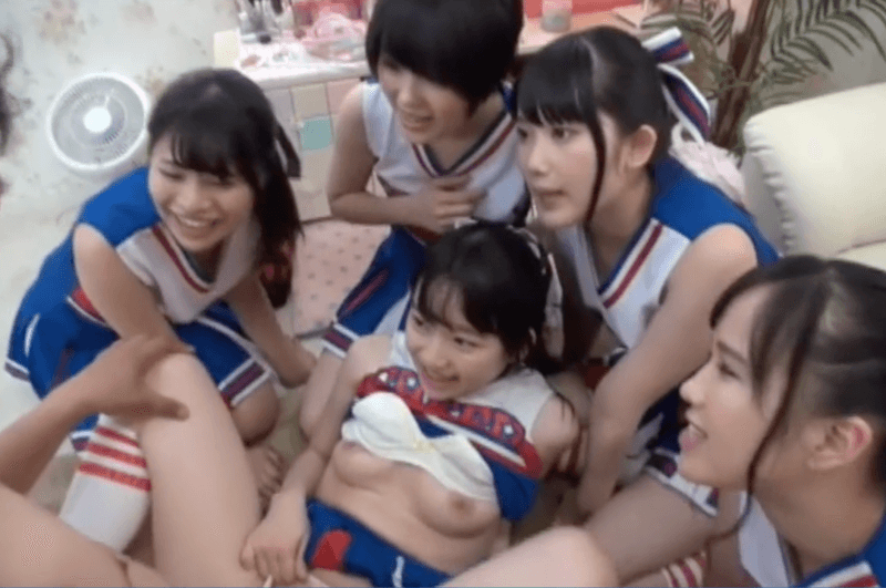 【素人JK】チアリーダー5人と王様ゲームで一夫多妻的中出し6PハーレムアダルトAVエロ動画♡