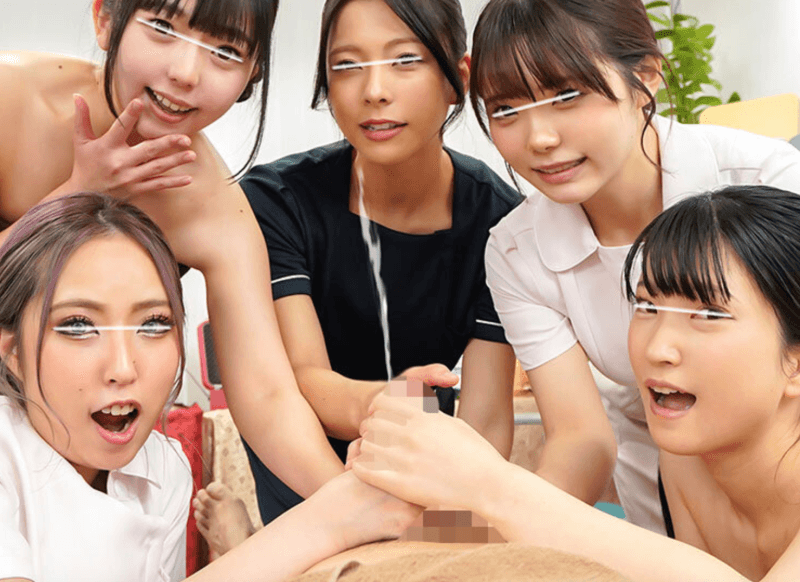 【素人エステティシャン】巨乳5人と学校で手コキ6Pハーレムアダルトエロ動画♡
