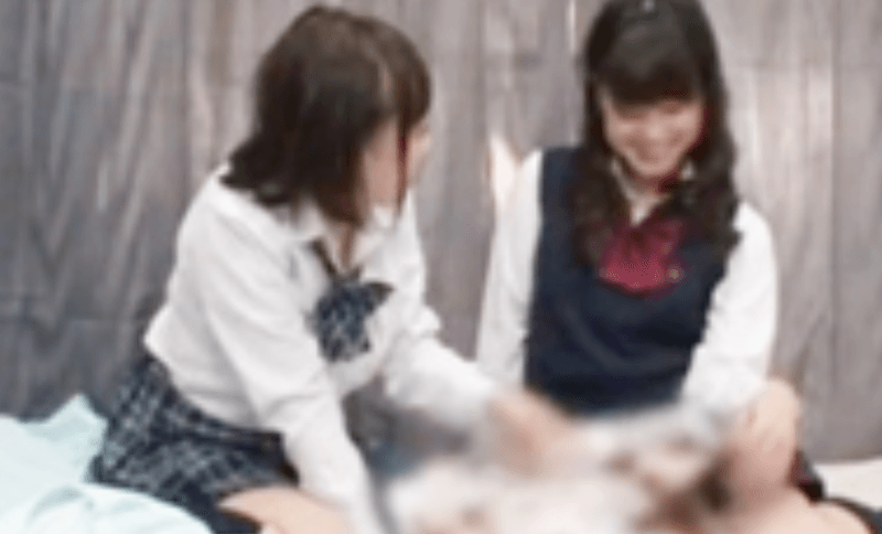 【JK】巨乳美少女たちとオタク同級生が3Pハーレムエロタレ用アダルトAV無料エロ動画